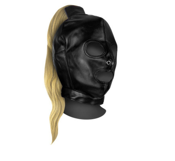 MÁSCARA PRETA COM RABO DE CAVALO LOIRO EXTREME OUCH!  MÁSCARA PRETA COM RABO DE CAVALO LOIRO EXTREME OUCH!