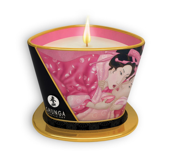 VELA DE MASSAGEM SHUNGA APHRODISIA PÉTALAS DE ROSA 170ML