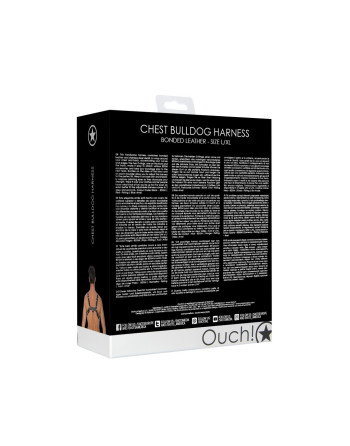 ARNÊS LEATHER BULLDOG HARNESS L/XL PRETO OUCH!  ARNÊS LEATHER BULLDOG HARNESS L/XL PRETO OUCH!