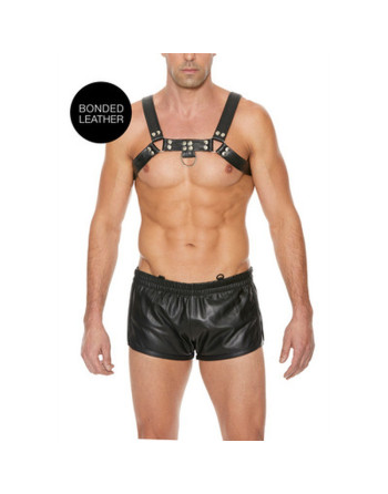 ARNÊS LEATHER BULLDOG HARNESS L/XL PRETO OUCH! 