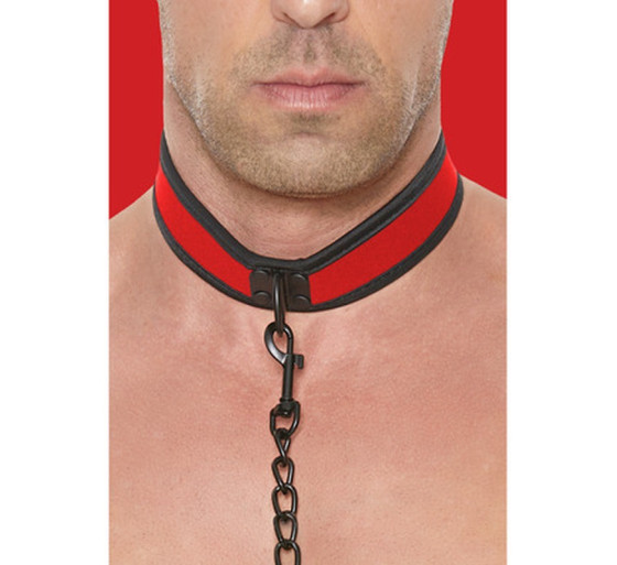 COLLAR DE NEOPRENO ROJO CON CORREA OUCH!