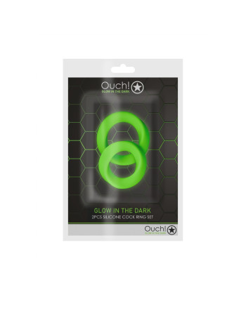 CONJUNTO DE 2 ANÉIS PARA O PÉNIS GLOW IN THE DARK OUCH!