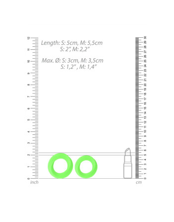 CONJUNTO DE 2 ANÉIS PARA O PÉNIS GLOW IN THE DARK OUCH!