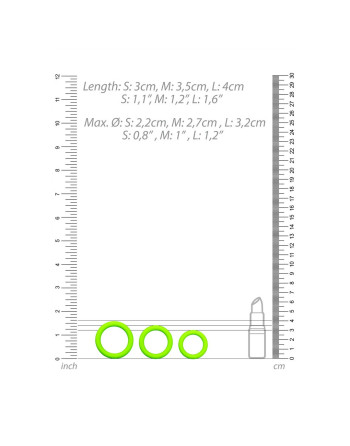 CONJUNTO DE 3 ANILLOS PARA EL PENE GLOW IN THE DARK OUCH!