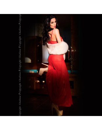 CAMISA DE NOITE E TANGA CR-3470 VERMELHA