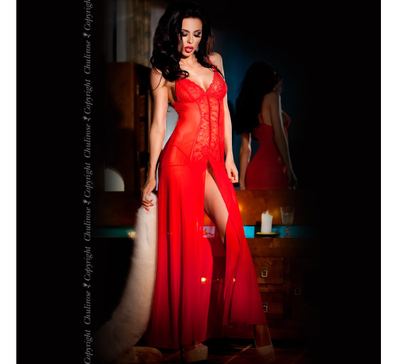 CAMISA DE NOITE E TANGA CR-3470 VERMELHA