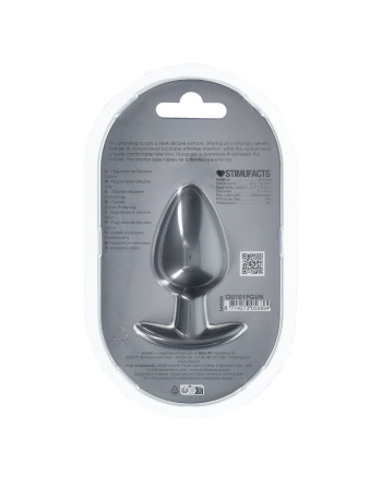 PLUG ANAL SMOOTH SILICONE LARGE 3,5 /8,9 CM GUN METAL OUCH!