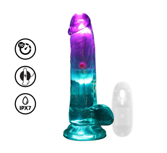 VIBRADOR COM LED E COMANDO LED VIBRATING STRAIGHT COCK WITH BALLS 6 /15 CM REALROCK
