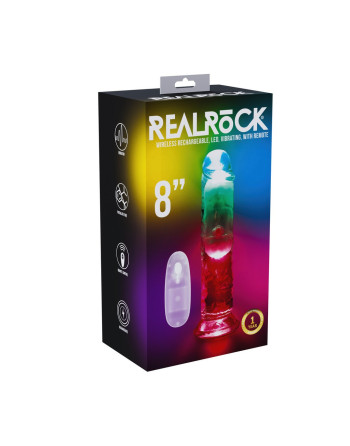 VIBRADOR CON LED Y MANDO A DISTANCIA LED VIBRATING STRAIGHT COCK 8 /20 CM REALROCK