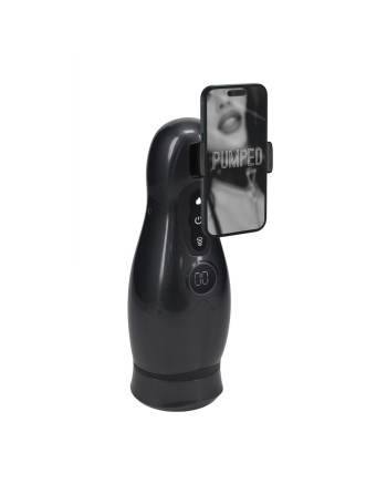 MASTURBADOR VIBRATÓRIO COM SUCÇÃO E SUPORTE DE TELEFONE VIRTUO GUN METAL PUMPED 