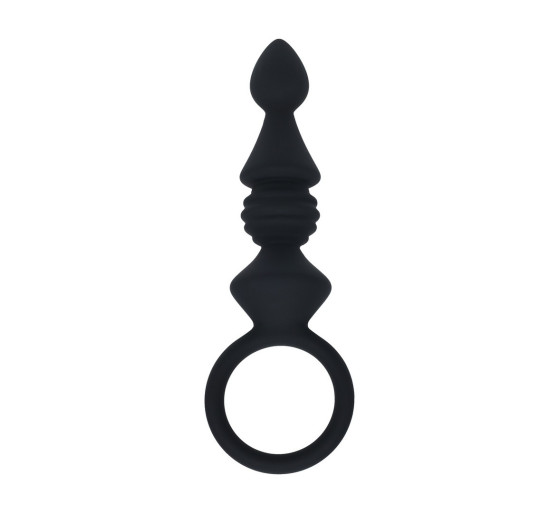 SONDA ANAL DE SILICONA CON ESTRIAS CON ASA NEGRA LEVELZ 