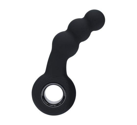ESTIMULADOR DE PRÓSTATA EM SILICONE VIBRATÓRIO COM PÉROLAS E ALÇA PRETO LEVELZ  ESTIMULADOR DE PRÓSTATA EM SILICONE VIBRATÓRIO COM PÉROLAS E ALÇA PRETO LEVELZ