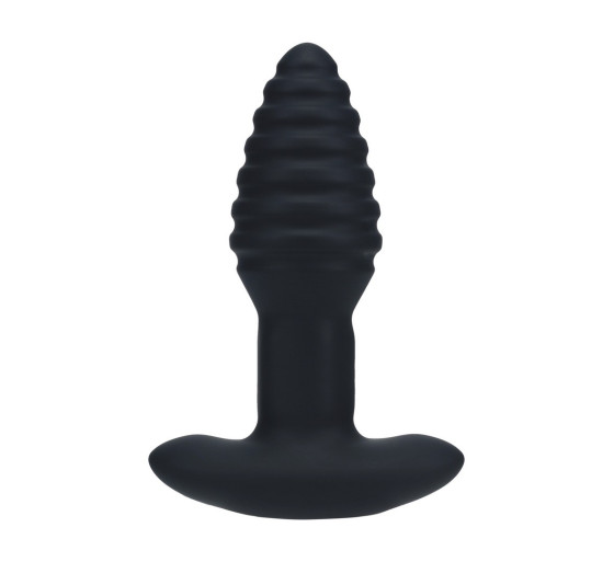 PLUG ANAL VIBRATORIO CON ESTRIAS DE SILICONA CON ROTACIÓN Y MANDO LEVELZ 