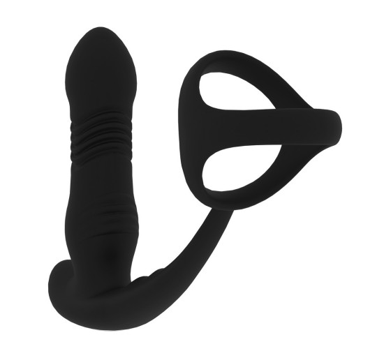 ESTIMULADOR DE PRÓSTATA Y ANILLO PARA EL PENE TRI O DE SILICONA CON VIBRACIÓN E IMPULSO NEGRO LEVELZ