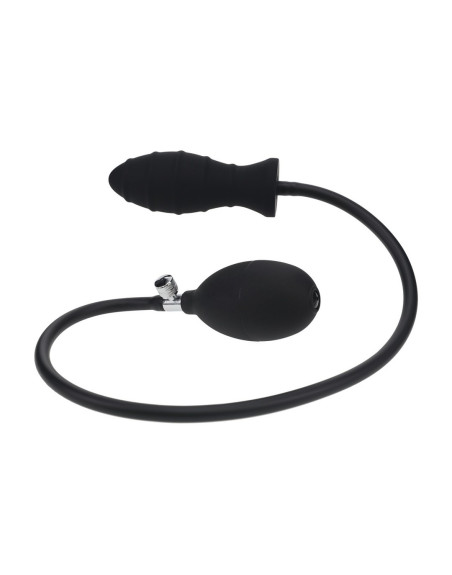 PLUG ANAL DE SILICONE INSUFLÁVEL COM ESTRIAS PRETO LEVELZ 