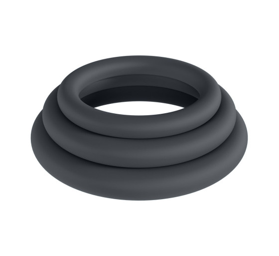 CONJUNTO DE 3 ANILLOS CLÁSICOS PARA EL PENE XS/S/M NEGRO LEVELZ