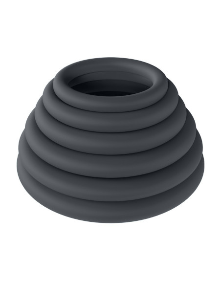 CONJUNTO DE 6 ANILLOS CLÁSICOS NEGRO LEVELZ