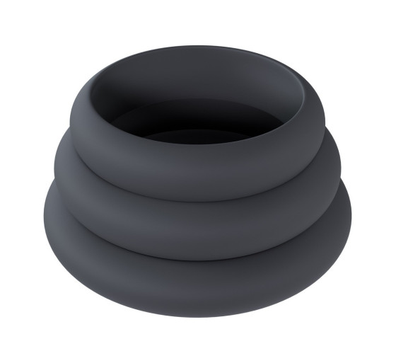 CONJUNTO DE 3 ANILLOS DE SILICONA PARA EL PENE WIDE O L/XL/XXL NEGRO LEVELZ