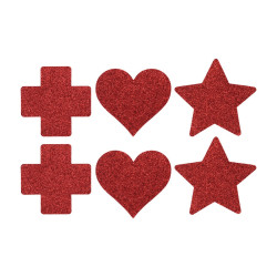 CONJUNTO DE 3 TAPA MAMILOS CROSS STAR HEART VERMELHO LE DÉSIR 