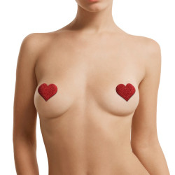 CONJUNTO DE 3 TAPA MAMILOS CROSS STAR HEART VERMELHO LE DÉSIR 