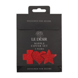 CONJUNTO DE 3 TAPA MAMILOS CROSS STAR HEART VERMELHO LE DÉSIR 
