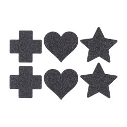 CONJUNTO DE 3 TAPA MAMILOS CROSS STAR HEART PRETOS LE DÉSIR 