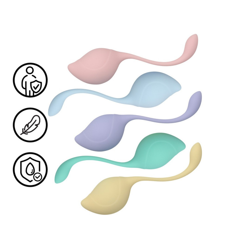 CONJUNTO DE 5 BOLAS VAGINAIS PELVIC STEM KEGEL KIT MULTICOLOR LOVELINE CONJUNTO DE 5 BOLAS VAGINAIS PELVIC STEM KEGEL KIT MULTICOLOR LOVELINE