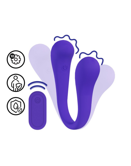 VIBRADOR FLEXIBLE CON MANDO DUAL-ENDED BENDABLE MORADO LOVELINE 