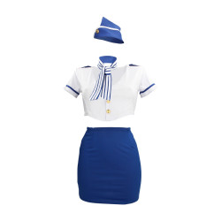FANTASIA DE HOSPEDEIRA AZUL/BRANCO S-LINE 