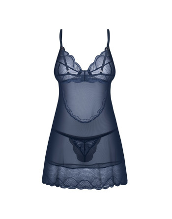 CAMISA DE NOITE E TANGA NIGHTLY AZUL OBSESSIVE