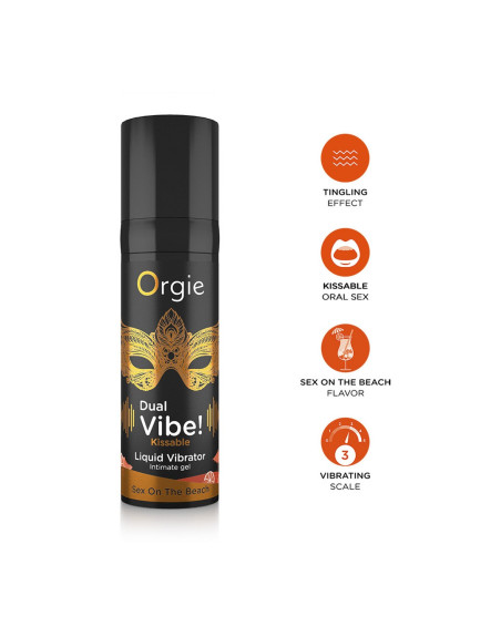 VIBRADOR LÍQUIDO BESABLE DUAL VIBE SEX ON THE BEACH 15ML ORGIE