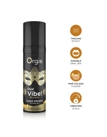 VIBRADOR LÍQUIDO CON SABOR A PIÑA COLADA DUAL VIBE 15ML ORGIE