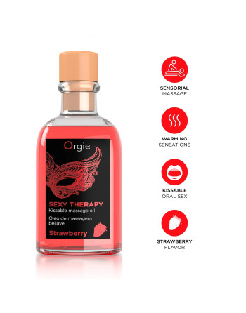 KIT DE MASSAGEM BEIJÁVEL SEXY THERAPY MORANGO ORGIE 100ML
