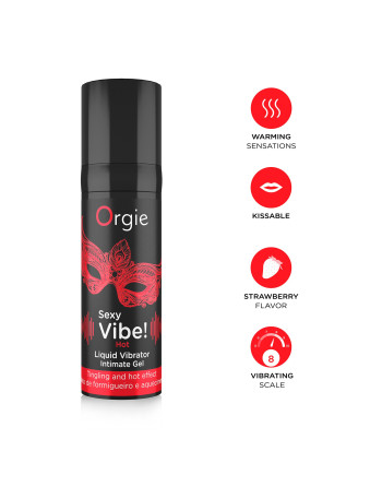 GEL COM VIBRAÇÃO E COM EFEITO DE AQUECIMENTO SEXY VIBE 15ML ORGIE