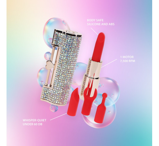 VIBRADOR COM 4 ACESSÓRIOS DIAMOND LIPSTICK IRIDESCENT LOVELINE