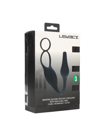 ESTIMULADOR DE PRÓSTATA DE SILICONA CON VIBRACIÓN Y ANILLO PARA EL PENE LEVELZ
