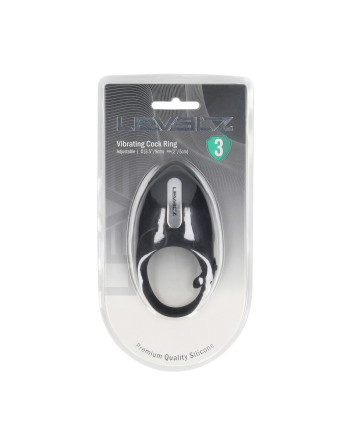 ANILLO VIBRATORIO Y AJUSTABLE PARA EL PENE DE SILICONA NEGRA LEVELZ