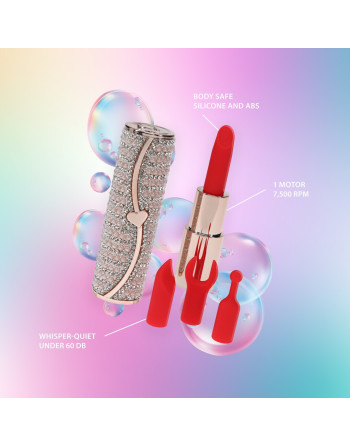 VIBRADOR CON 4 ACCESORIOS CANDY LIPSTICK ROSA LOVELINE