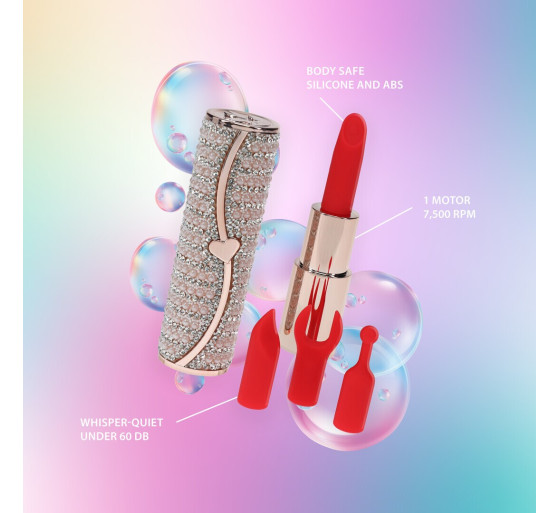 VIBRADOR COM 4 ACESSÓRIOS CANDY LIPSTICK ROSA LOVELINE