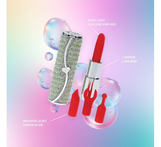 VIBRADOR CON 4 ACCESORIOS CANDY LIPSTICK VERDE LOVELINE