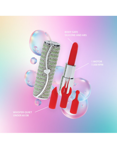 VIBRADOR CON 4 ACCESORIOS CANDY LIPSTICK VERDE LOVELINE
