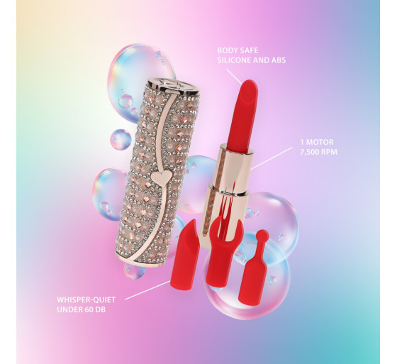 VIBRADOR COM 4 ACESSÓRIOS TIFFANY LIPSTICK ROSA LOVELINE