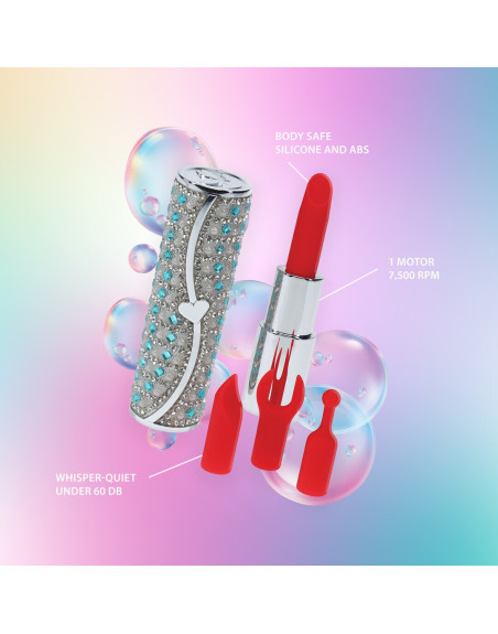 VIBRADOR CON 4 ACCESORIOS TIFFANY LIPSTICK AZUL LOVELINE