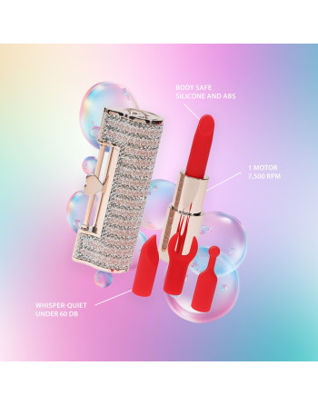 VIBRADOR CON 4 ACCESORIOS ANGEL LIPSTICK ROSA LOVELINE