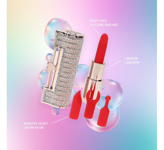 VIBRADOR CON 4 ACCESORIOS ANGEL LIPSTICK ROSA LOVELINE