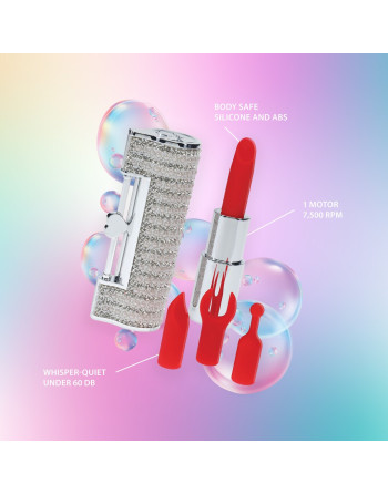 VIBRADOR CON 4 ACCESORIOS ANGEL LIPSTICK CLEAR  LOVELINE