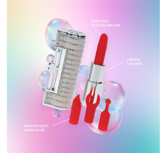 VIBRADOR CON 4 ACCESORIOS ANGEL LIPSTICK CLEAR  LOVELINE