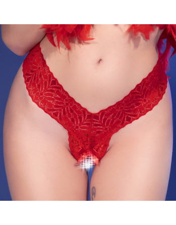 TANGA DE RENDA CON ABERTURA CR-4885 ROJO CHILIROSE