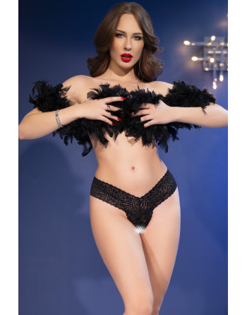 TANGA DE RENDA CON ABERTURA CR-4885 NEGRO CHILIROSE