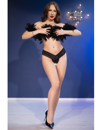 TANGA DE RENDA CON ABERTURA CR-4885 NEGRO CHILIROSE